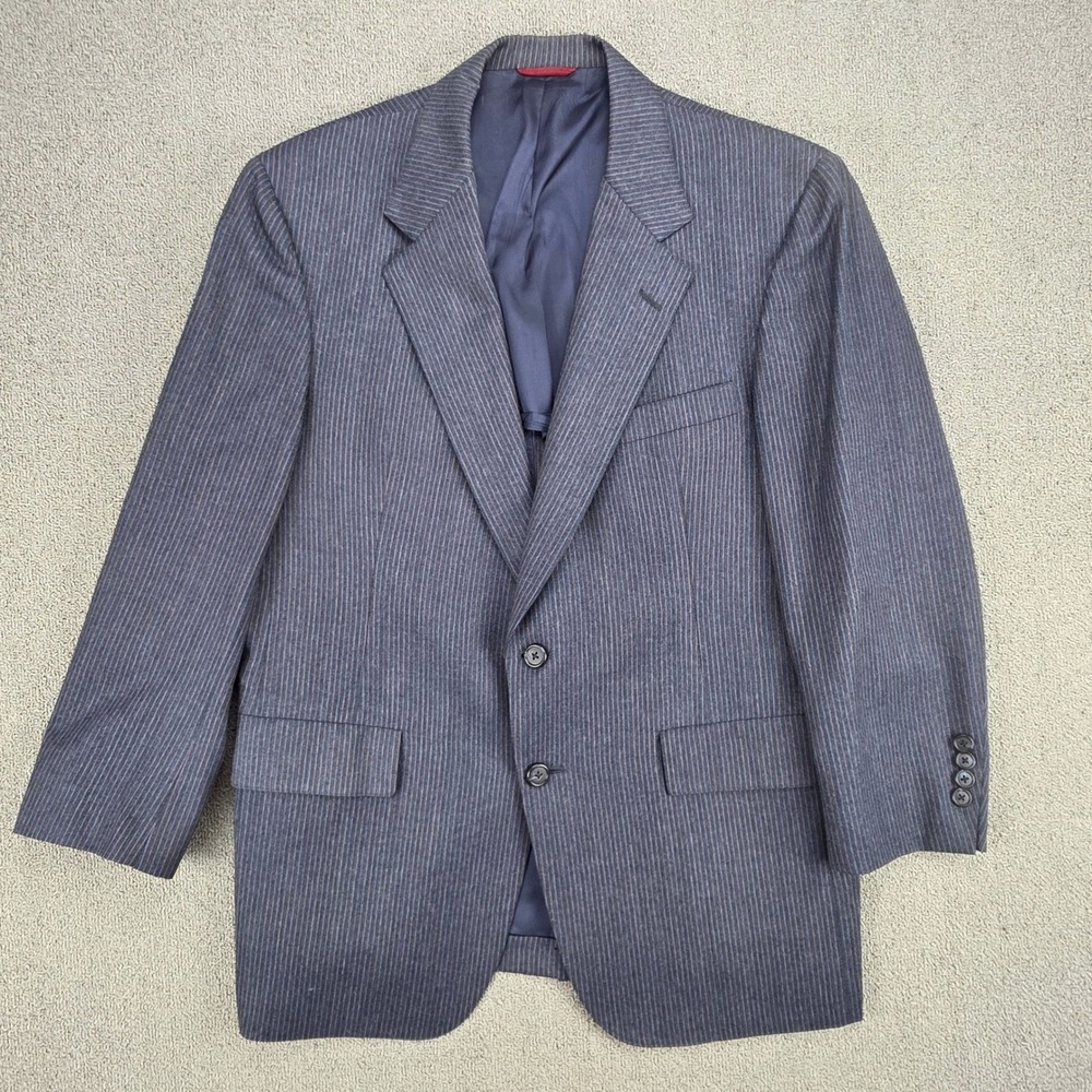 Hart Schaffner & Marx Pinstripe Blazer Men Blue Wool Two Button Jacket 39R